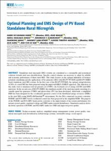Optimal Planning of PV Based Standalone Rural Microgrids and Design of EMS