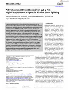 Active Learning‐Driven Discovery of Sub‐2 Nm High‐Entropy Nanocatalysts for Alkaline Water Splitting