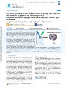 Photocatalytic Degradation of Rhodamine B Dye by TiO2 and Gold Nanoparticles Supported on a Floating Porous Polydimethylsiloxane Sponge under Ultraviolet and Visible Light Irradiation
