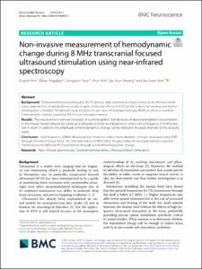 Non-invasive measurement of hemodynamic change during 8 MHz transcranial focused ultrasound stimulation using near-infrared spectroscopy