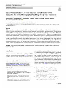 Optogenetic stimulation of basal forebrain parvalbumin neurons modulates the cortical topography of auditory steady-state responses