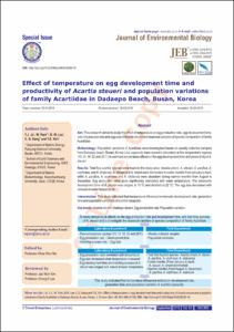 Effect of temperature on egg development time and productivity of Acartia steueri and population variations of family Acartiidae in Dadaepo Beach, Busan, Korea