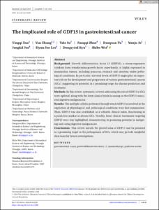 The implicated role of GDF15 in gastrointestinal cancer