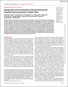 Anisotropic strain relaxation-induced directional ultrafast carrier dynamics in RuO2 films