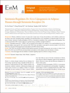Serotonin Regulates De Novo Lipogenesis in Adipose Tissues through Serotonin Receptor 2A