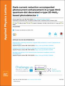 Dark-current reduction accompanied photocurrent enhancement in p-type MnO quantum-dot decorated n-type 2D-MoS2-based photodetector