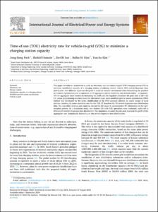 Time-of-use (TOU) electricity rate for vehicle-to-grid (V2G) to minimize a charging station capacity