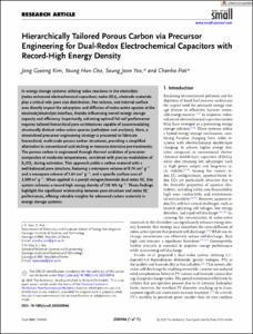 Hierarchically Tailored Porous Carbon via Precursor Engineering for Dual-Redox Electrochemical Capacitors with Record-High Energy Density