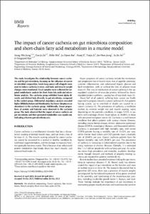 The impact of cancer cachexia on gut microbiota composition and short-chain fatty acid metabolism in a murine model