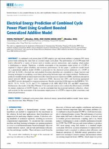 Electrical Energy Prediction of Combined Cycle Power Plant Using Gradient Boosted Generalized Additive Model