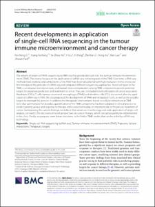 Recent developments in application of single-cell RNA sequencing in the tumour immune microenvironment and cancer therapy