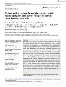 Understanding the correlation between energy-state mismatching and open-circuit voltage loss in bulk heterojunction solar cells