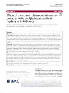 Effects of transcranial ultrasound stimulation pulsed at 40Hz on Aβ plaques and brain rhythms in 5×FAD mice