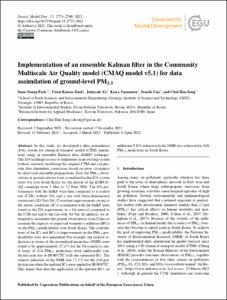 Implementation of an ensemble Kalman filter in the Community Multiscale Air Quality model (CMAQ model v5.1) for data assimilation of ground-level PM2.5