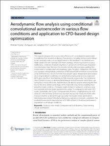 Aerodynamic flow analysis using conditional convolutional autoencoder in various flow conditions and application to CFD-based design optimization