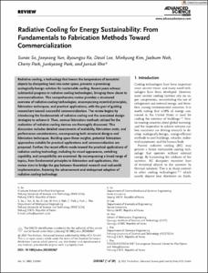 Radiative Cooling for Energy Sustainability: From Fundamentals to Fabrication Methods Toward Commercialization