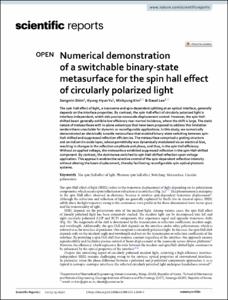 Numerical demonstration of a switchable binary-state metasurface for the spin hall effect of circularly polarized light