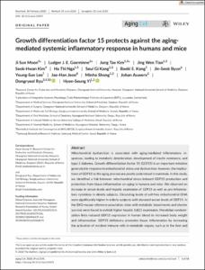 Growth differentiation factor 15 protects against the aging‐mediated systemic inflammatory response in humans and mice