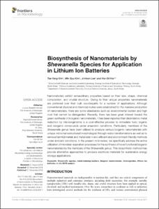 Biosynthesis of Nanomaterials by Shewanella Species for Application in Lithium Ion Batteries