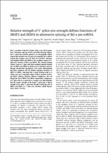 Relative strength of 5 ' splice-site strength defines functions of SRSF2 and SRSF6 in alternative splicing of Bcl-x pre-mRNA
