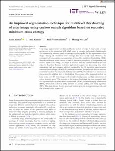 An improved segmentation technique for multilevel thresholding of crop image using cuckoo search algorithm based on recursive minimum cross entropy