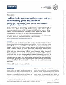 HerDing: Herb recommendation system to treat diseases using genes and chemicals