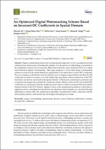 An Optimized Digital Watermarking Scheme Based on Invariant DC Coefficients in Spatial Domain
