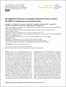 Development of Korean Air Quality Prediction System version 1 (KAQPS v1) with focuses on practical issues
