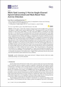 Multi-task learning U-Net for single-channel speech enhancement and mask-based voice activity detection