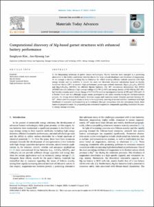 Computational discovery of Mg-based garnet structures with enhanced battery performance