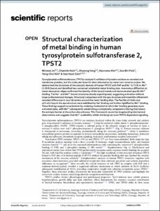 Structural characterization of metal binding in human tyrosylprotein sulfotransferase 2, TPST2