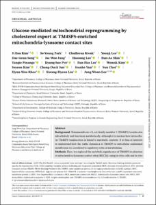 Glucose-mediated mitochondrial reprogramming by cholesterol export at TM4SF5-enriched mitochondria-lysosome contact sites