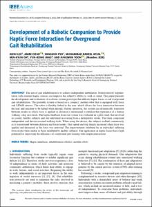 Development of a Robotic Companion to Provide Haptic Force Interaction for Overground Gait Rehabilitation