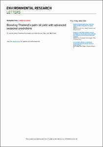 Boosting Thailand's palm oil yield with advanced seasonal predictions