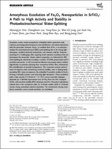 Amorphous Exsolution of Fe3O4 Nanoparticles in SrTiO3: A Path to High Activity and Stability in Photoelectrochemical Water-Splitting