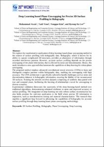 Deep Learning based Phase Unwrapping for Precise 3D Surface  Profiling in Holography