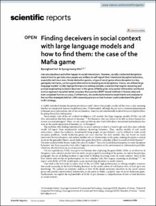 Finding deceivers in social context with large language models and how to find them: the case of the Mafia game