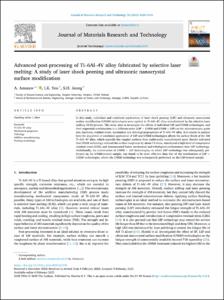 Advanced post-processing of Ti–6Al–4V alloy fabricated by selective laser melting: A study of laser shock peening and ultrasonic nanocrystal surface modification