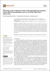 The Role of the Graphene Oxide (GO) and Reduced Graphene Oxide (RGO) Intermediate Layer in CZTSSe Thin-Film Solar Cells