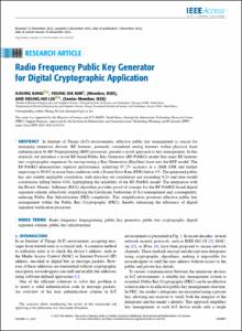 Radio Frequency Public Key Generator for Digital Cryptographic Application