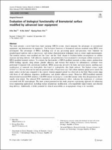 Evaluation of biological functionality of biomaterial surface modified by advanced laser equipment