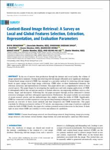 Content-Based Image Retrieval: A Survey on Local and Global Features Selection, Extraction, Representation, and Evaluation Parameters