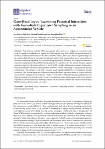 Gaze-Head Input: Examining Potential Interaction with Immediate Experience Sampling in an Autonomous Vehicle