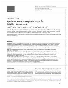 Apelin as a new therapeutic target for COVID-19 treatment