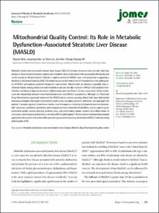 Mitochondrial Quality Control: Its Role in Metabolic Dysfunction-Associated Steatotic Liver Disease (MASLD)