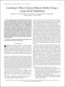 Learning to Place Unseen Objects Stably using a Large-scale Simulation