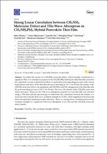 Strong Linear Correlation between CH3NH2 Molecular Defect and THz-Wave Absorption in CH3NH3PbI3 Hybrid Perovskite Thin Film