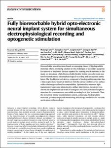 Fully bioresorbable hybrid opto-electronic neural implant system for simultaneous electrophysiological recording and optogenetic stimulation