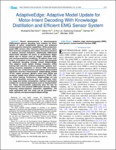 AdaptiveEdge: Adaptive Model Update for Motor-Intent Decoding With Knowledge Distillation and Efficient EMG Sensor System