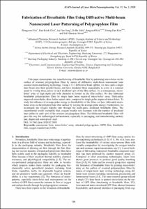 Fabrication of breathable film using diffractive multi-beam nanosecond laser patterning of polypropylene film